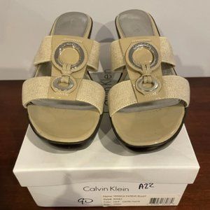 Calvin Klein Yessica wedges, size 9, natural